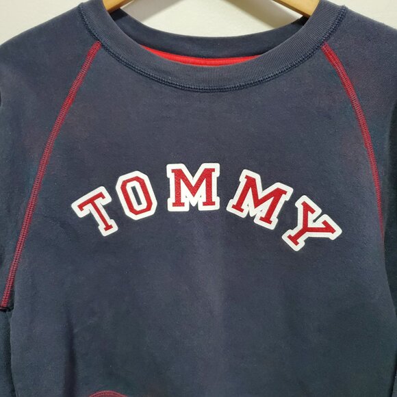 TOMMY HILFIGER Vintage 90s Spell-Out Crewneck Sweatshirt Cropped Women's Large - Picture 3 of 11